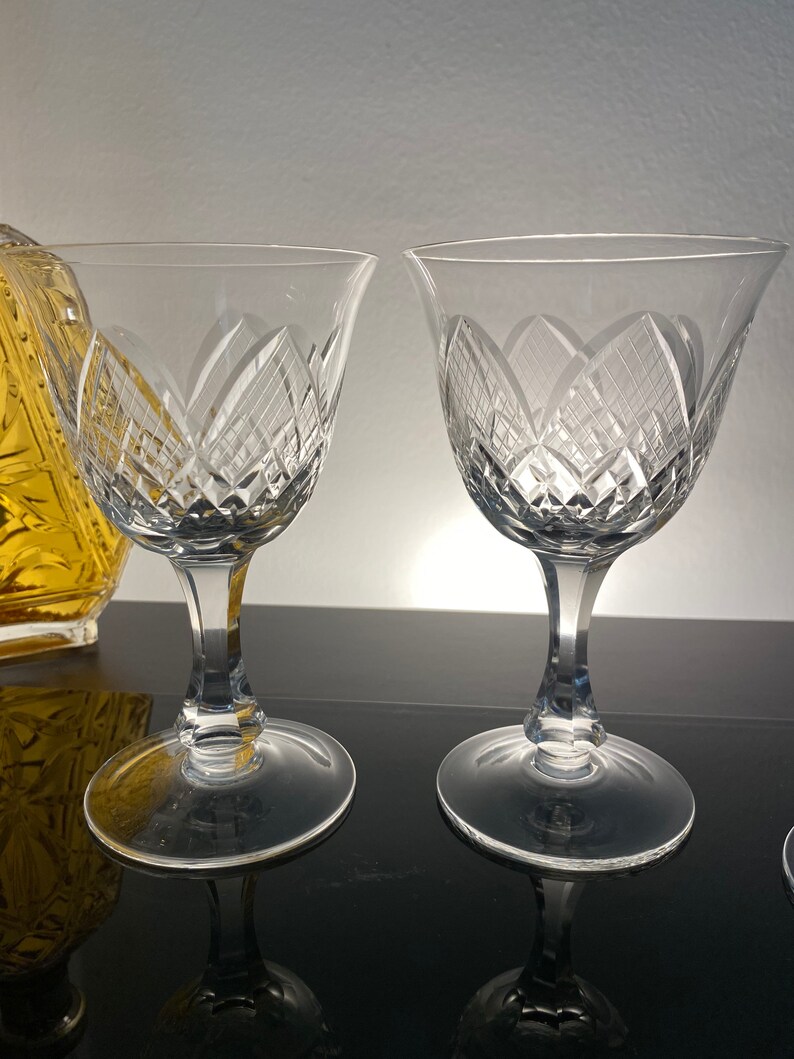 Antique Crystal Wine Glasses Set of 5 Wine Goblets Vintage Etsy