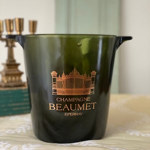 BEAUMET Champagne Bucket Vintage Champagne Cooler Green Glass Ice Bucket