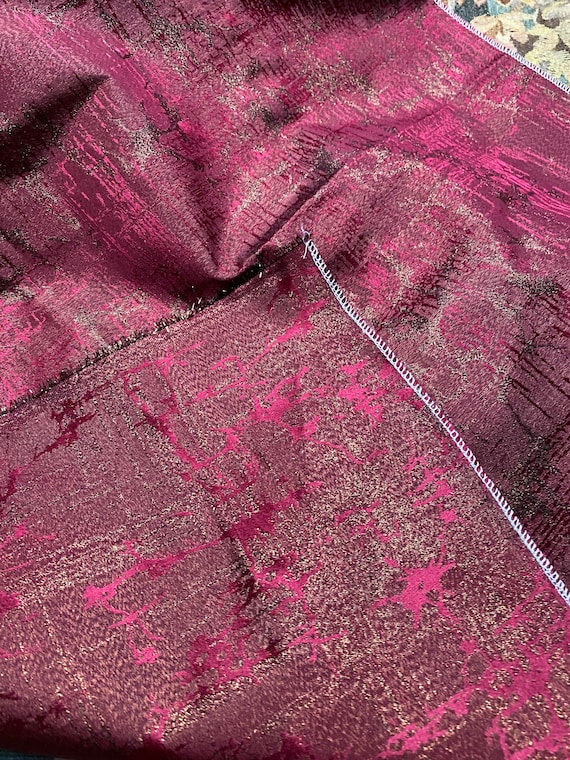 Antique Venetian Silk Fabric Bordeaux Gold Textile Woven Silk Fabric Italian Damask Silk Rubelli Silk Fabric