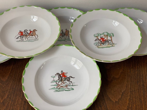 Old Italian Hollow Plates Ironstone Transferware Soup Plates