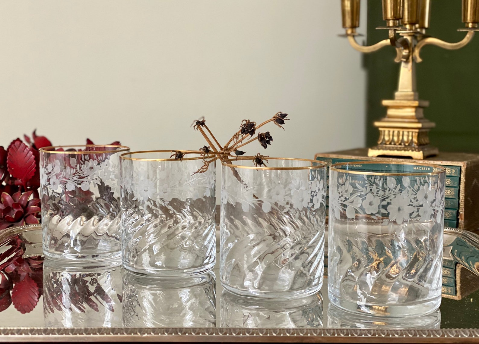 Murano Cocktail Glasses Gold Rim Hand Blown Glasses for Water Etsy