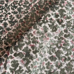 Antique Venetian Silk Velvet Fabric Green Woven Silk Velvet Fabric Italian Damask Velvet Fabric