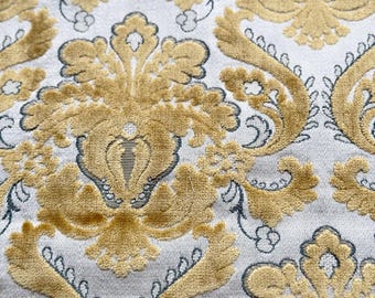 Antique Venetian Silk Velvet Fabric Beige Woven Silk Velvet Fabric Italian Damask Velvet Fabric