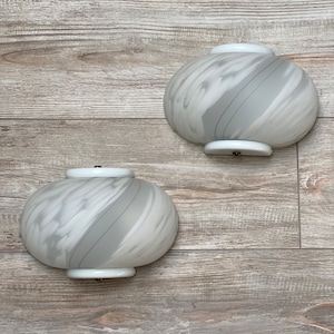 Mid Century Murano Glass Sconces Murano White Glass Shades Wall Lights Modernist Wall Sconces Murano Set of 2 Bedside Light