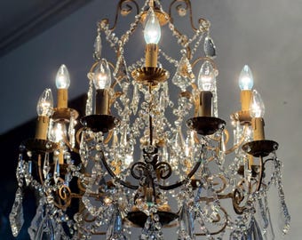 lampadario italiano antico Tole lampadario in ferro battuto lampadario antico con gocce di cristallo lampadario fiorentino