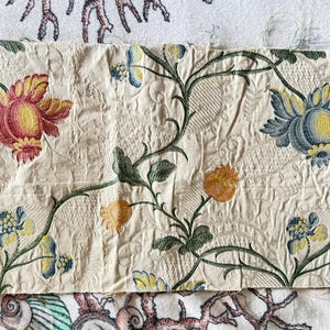 Antique Venetian Silk Velvet Fabric Beige Woven Silk Velvet Fabric Italian Damask Velvet Fabric