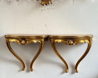 Antique Gilded Wood Console Tables Bedside Table Wood Night Table Bedside Tables Wall Mounted Console Pair Console