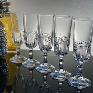 flûtes à champagne en cristal vintage Ensemble de 5 verres à champagne Barware italien