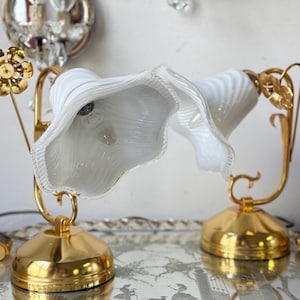 Pair of White Murano Lamp Murano Table Lamp Murano Bedside Lamp Italian Mid Century Design Lamp Murano Lights