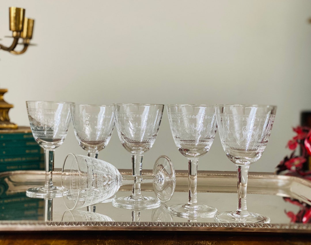 Antique Crystal Cordial Glasses Set of 6 Shot Glasses Crystal Liqueur