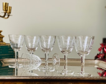 Antique Crystal Cordial Glasses Set of 6 Shot Glasses Crystal Liqueur Goblets Liquor Glasses  Antique Crystal Glasses