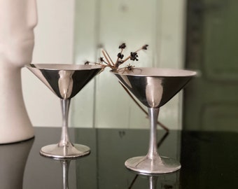 Silver Plated Cocktail Glasses Champagne Coupes Bridal Toasting Coupes  Set of 2  Champagne Glasses Dessert Coupe Luxury Barware