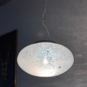 Murano Ceiling Light Mid Century Murano Chandelier Mazzega Murano Pendant Light  Chrome Metal and Murano Glass Shade Lamp Space Age Light
