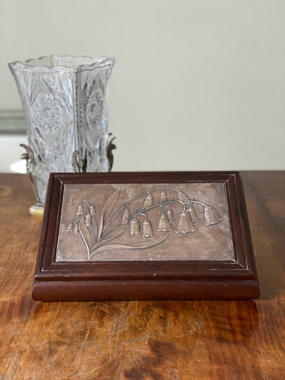 Alliani Carillon Jewelry Box Wood Box with Silver… - image 1