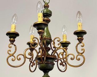 Antique Italian Carved Wood Chandelier Venetian Ceiling Light Romantic Chandelier Gilded Wood Chandelier