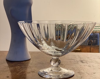 Vintage Murano Clear Glass Footed Fruit Bowl  Candy Dish Murano Glass Vase Murano Glass Centerpiece Cenedese Murano