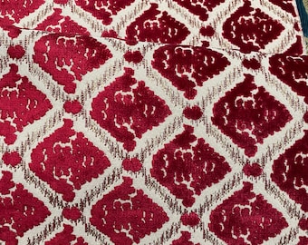 Antique Venetian Silk Velvet Fabric Red Woven Silk Velvet Fabric Italian Damask Velvet Fabric Red Silk Velvet
