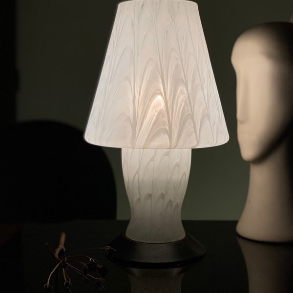 Murano Swirling Glass Lamp White Table Lamp Italian Mid Century Design Lamp Mushroom Lamp