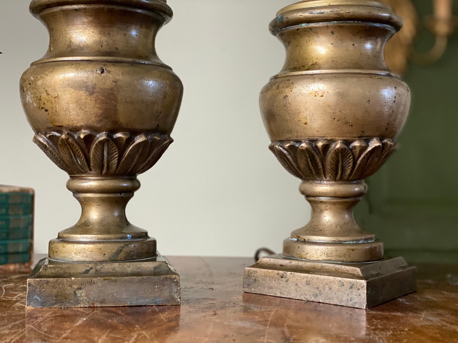 Antique Bronze Bedside Lamp Pair Old Table Lamp Large Pair - Etsy