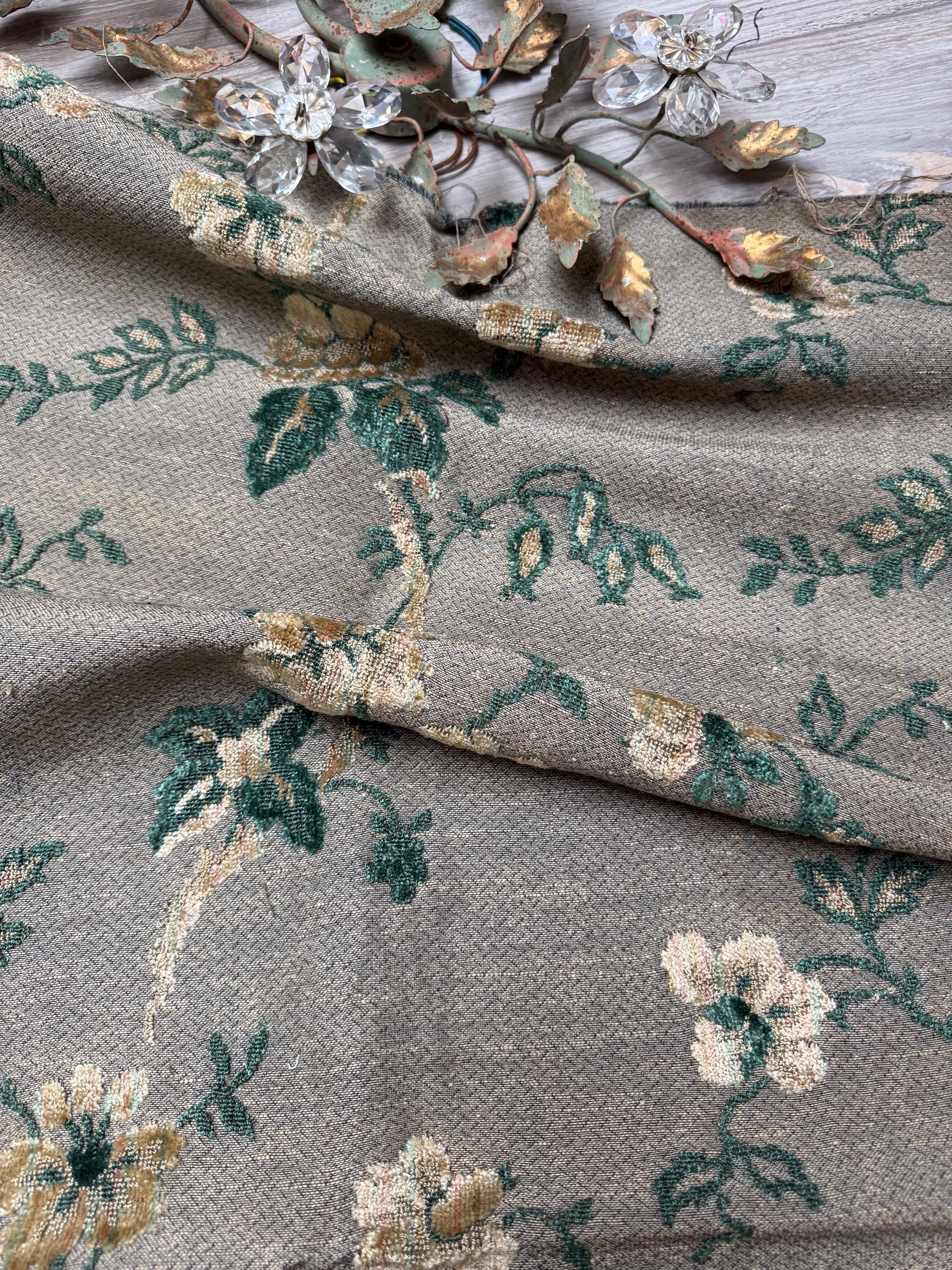 Antique Venetian Grey Fabric Cotone Velvet Fabric Textile Woven Fabric Italian Damask Cotone Fabrics Woven Panel Patchwork Fabric