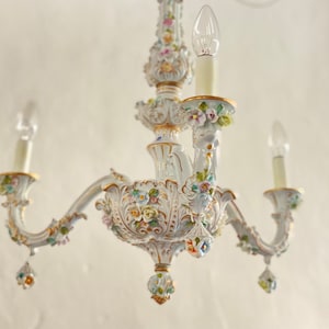 Antique Italian Chandelier White Ceramic Chandelier Capodimonte Ceiling Light Antique Pendant Lighting Romantic Chandelier