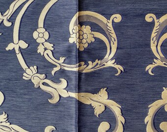 Antique Venetian Silk Fabric Blu Silk Fabric Viscose Textile Woven Silk Fabric Italian Damask Silk Fabrics Woven Silk Panel Patchwork Fabric