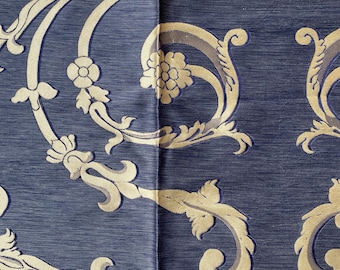 Antique Venetian Silk Fabric Blu Silk Fabric Viscose Textile Woven Silk Fabric Italian Damask Silk Fabrics Woven Silk Panel Patchwork Fabric