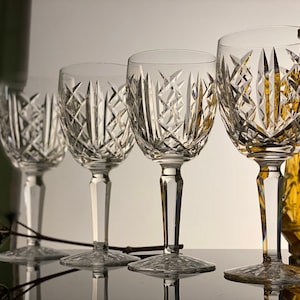 WATERFORD Crystal Wine Glasses Clear Crystal Wine Goblets WATERFORD Glengarriff Pattern Wedding Crystal Glasses Elegant Glasses