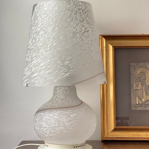 Large Murano Swirling Mushroom Lamp White Table Lamp Italian Mid Century Design Lamp