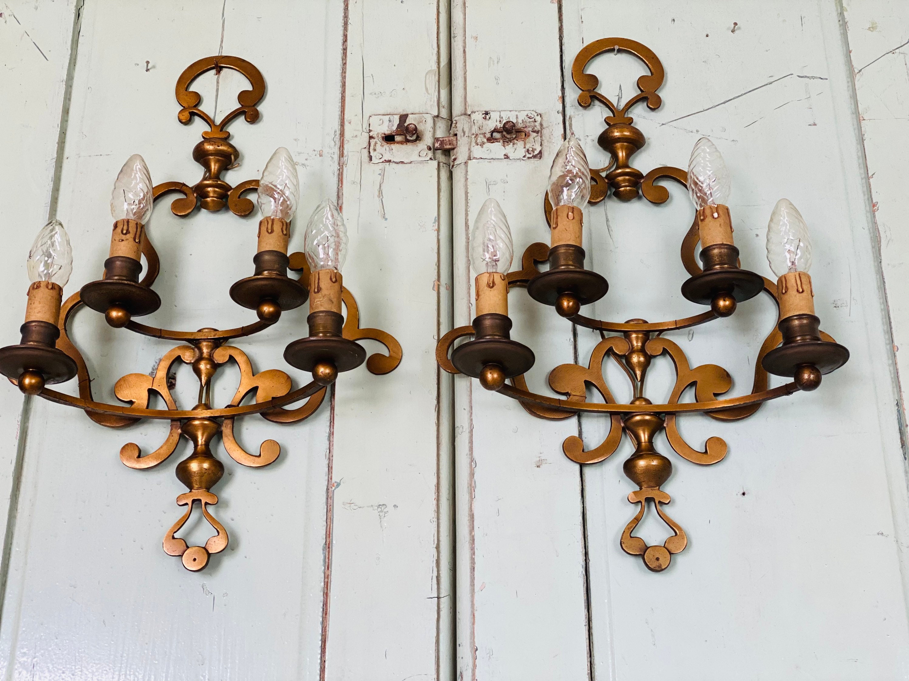 Antique Italian Wrought Iron Wall Sconces Gothic Gold Metal - Etsy Sweden