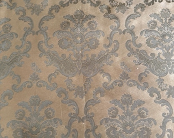 Antique Venetian Silk Fabric Blue Silk Textile Woven Silk Fabric Italian Damask Silk Rubelli Silk Fabric