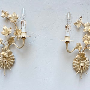 Italian Tole Sconces  Romantic Wall Sconces Bohemian Lighting Pair Sconces Gild Metal Sconces Florentine Lights Banci Lighting