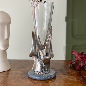 OTTAVIANI Vaso in vetro Vintage Home Decor Scultura in argento Vaso decorativo con scultura Ciotola decorativa in vetro Regalo per lei