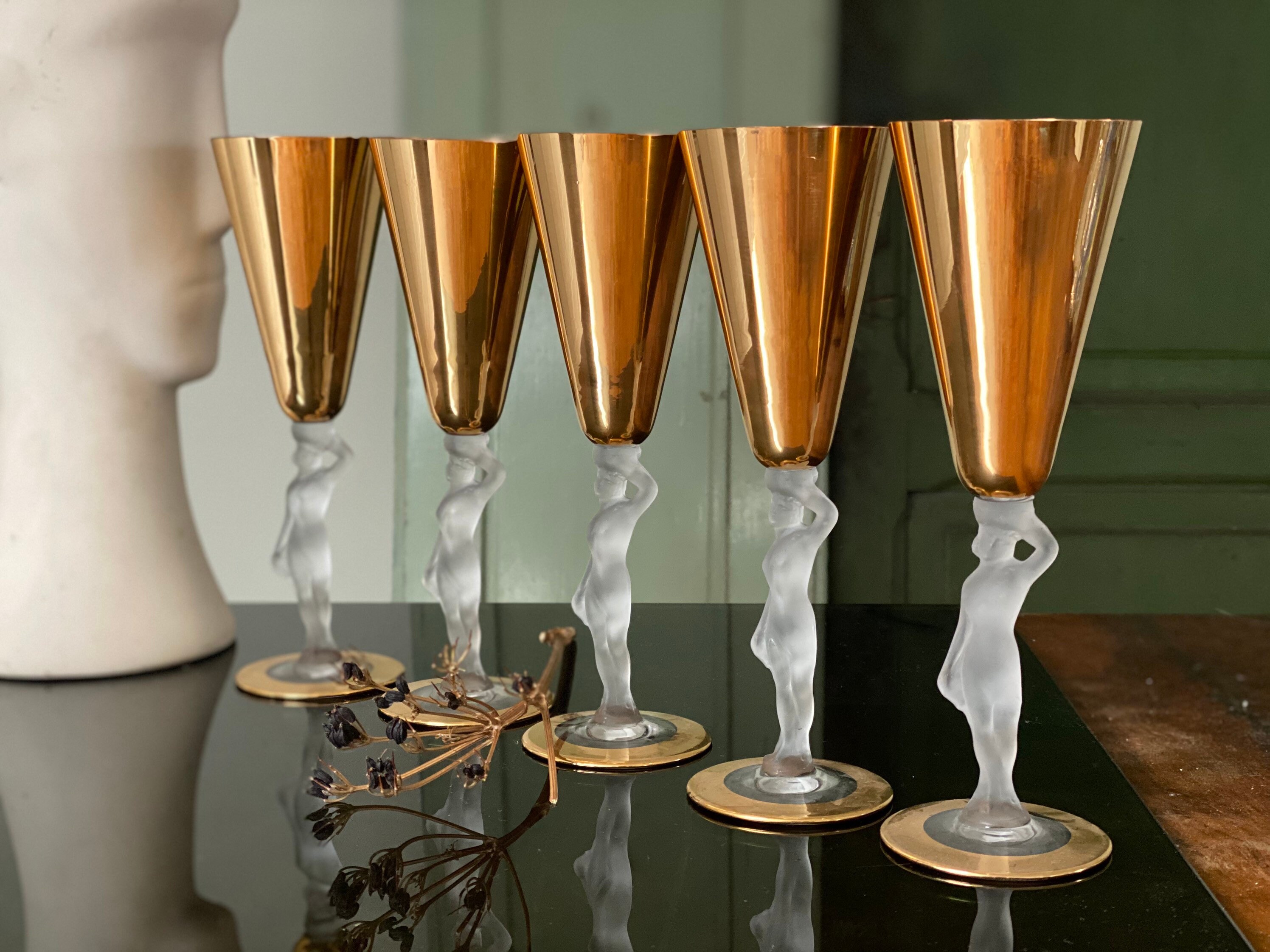 Gold Plated Crystal Champagne Glasses Gold Crystal Champagne Etsy UK