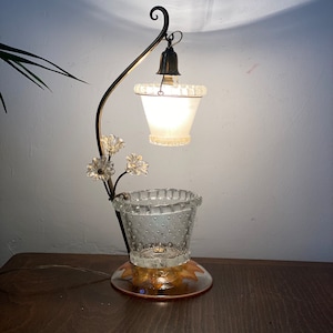 Antique Murano Glass Lamp Murano Table Lamp Murano Bedside Lamp Tole Flower Lights Elegant Table Lamp Romantic Light