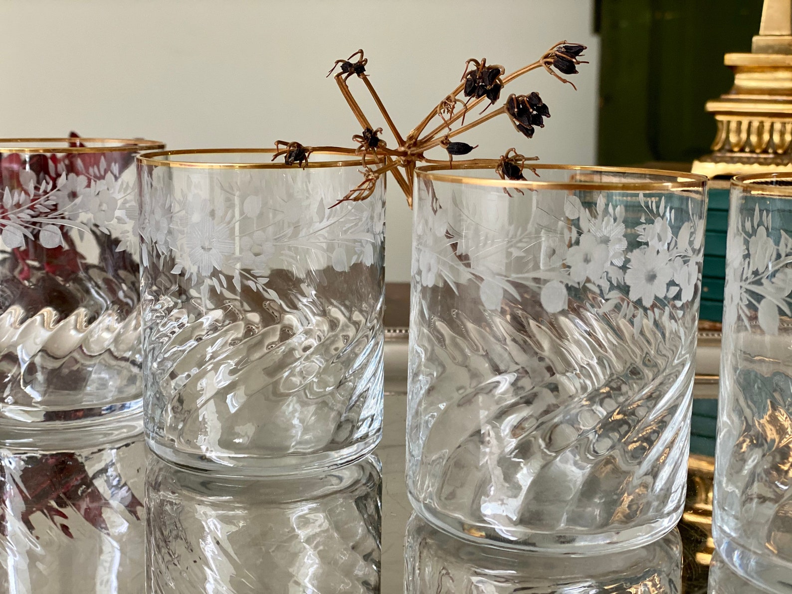 Antique Murano Cocktail Glasses Gold Rim Hand Blown Glasses Etsy