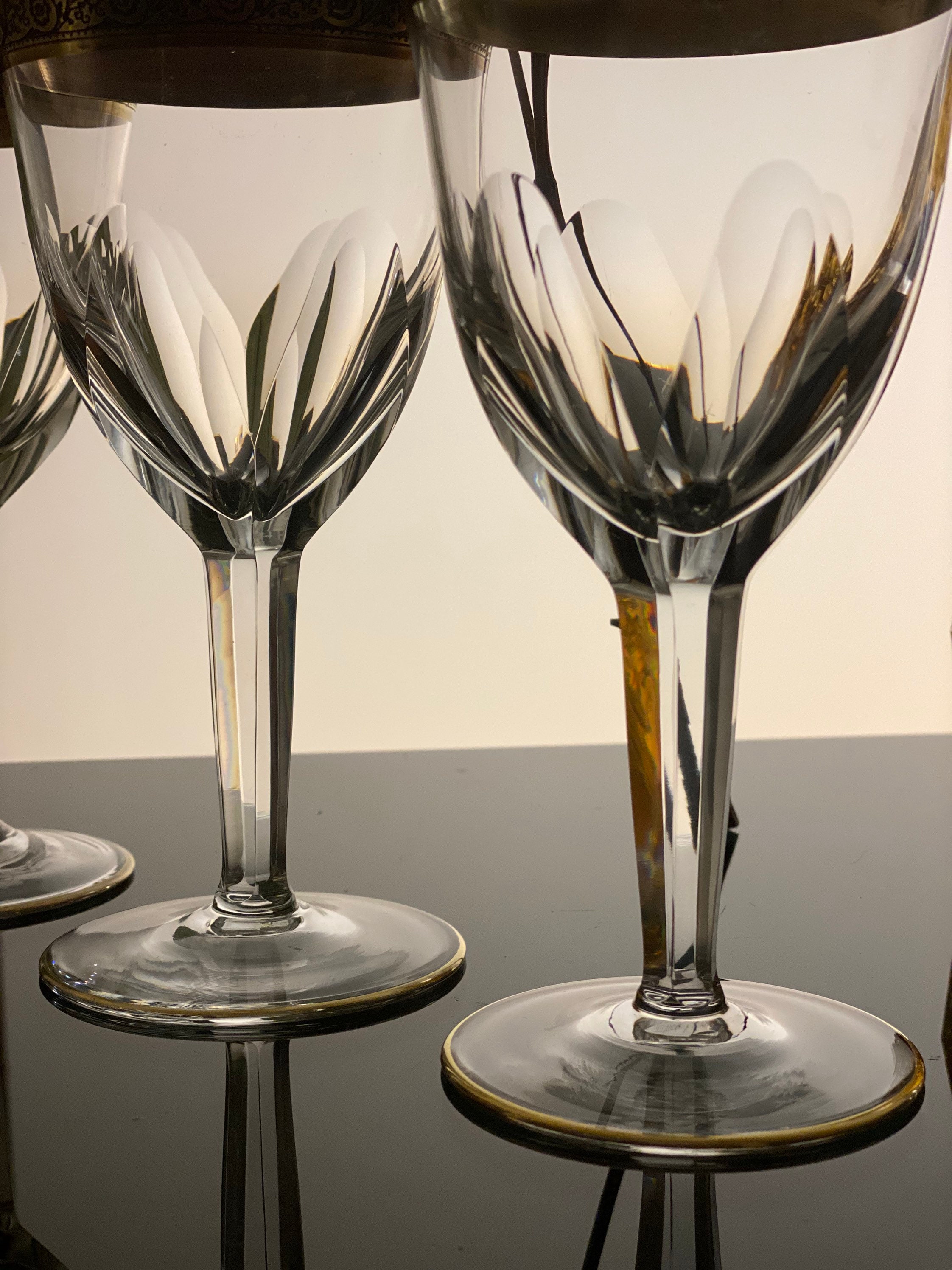 Vintage Heavy Crystal Wine Glasses Clear Crystal Glasses Etsy UK