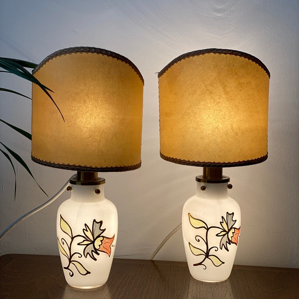 Pair of Mid Century Lamps Italian Table Lights Pair Table Lamps Murano Glass Bedside Lamps Romantic Lights
