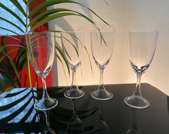 Bicchieri da vino di Murano vintage Bicchieri di cristallo Set di 4 calici di cristallo Bicchieri di Murano Bicchieri eleganti