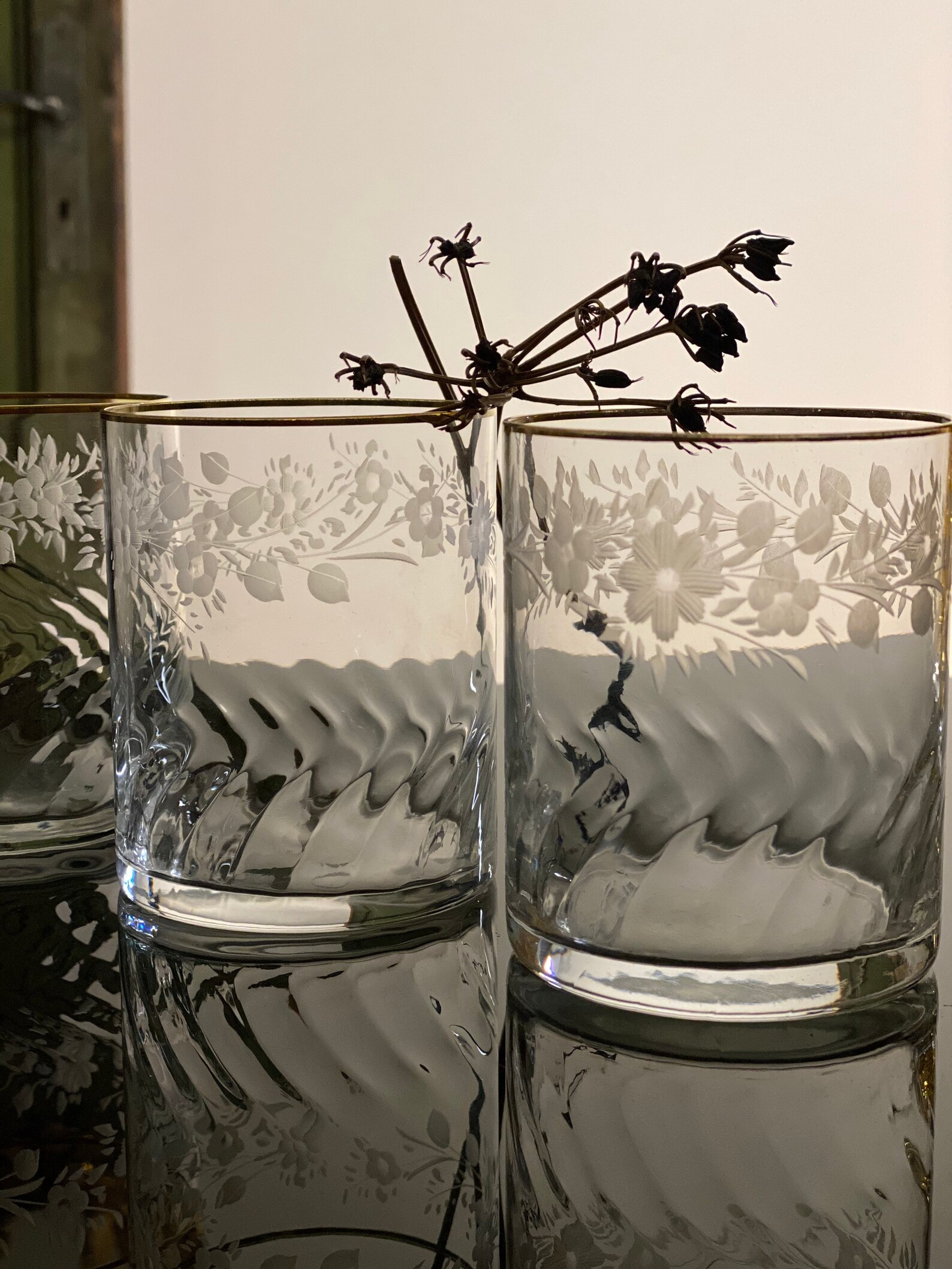 Murano Cocktail Glasses Gold Rim Hand Blown Glasses for Water Etsy