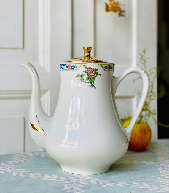 Large Limoges Porcelain Tea Pot Antique French Coffee Pot M Fres Limoges Etsy Canada