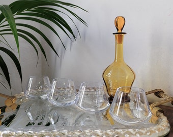 Large Gucci Crystal Wine Glasses Stemless Set Of 4 Vintage Gucci Wine Water Glasses Crystal Wine Antique Barware