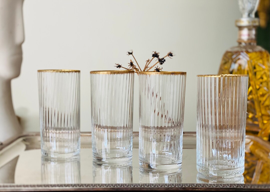 Murano Cocktail Glasses Gold Rim Hand Blown Glasses for Water Etsy