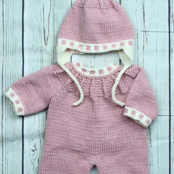 Knitting Pattern to fit 14, 16, 18 inch or 36, 41, 46 cms Doll Bodysuit and Hat by PDF Doll Clothes Knitting Pattern