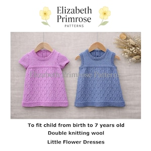 Little Flower Dresses Knitting Pattern, P152, Children’s 0-7 Years (Digital Download)