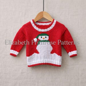 Snowman Jumper Knitting Pattern, P12, DK, 0 - 3 years (Digital Download) image 4