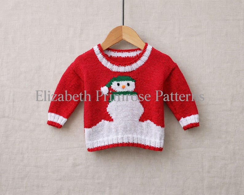 Snowman Jumper Knitting Pattern, P12, DK, 0 - 3 years (Digital Download) image 4