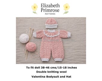 Valentina Bodysuit and Hat Knitting Pattern, P69, Doll 15-18 inch (Digital Download)
