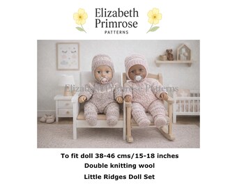 Little Ridges Doll Bodysuit, Hat & Bootees Knitting Pattern P76, (Digital Download)