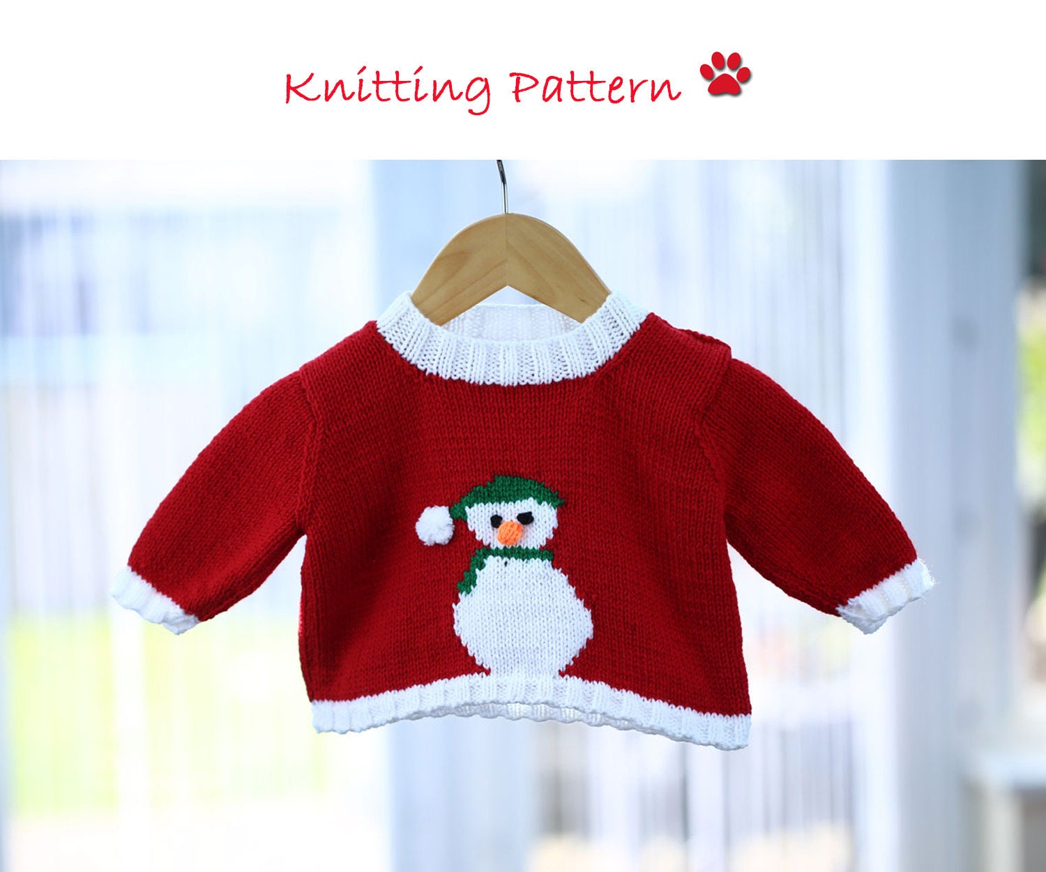 Snowman Jumper knitting pattern to fit 6 12 18 and 24 month Etsy